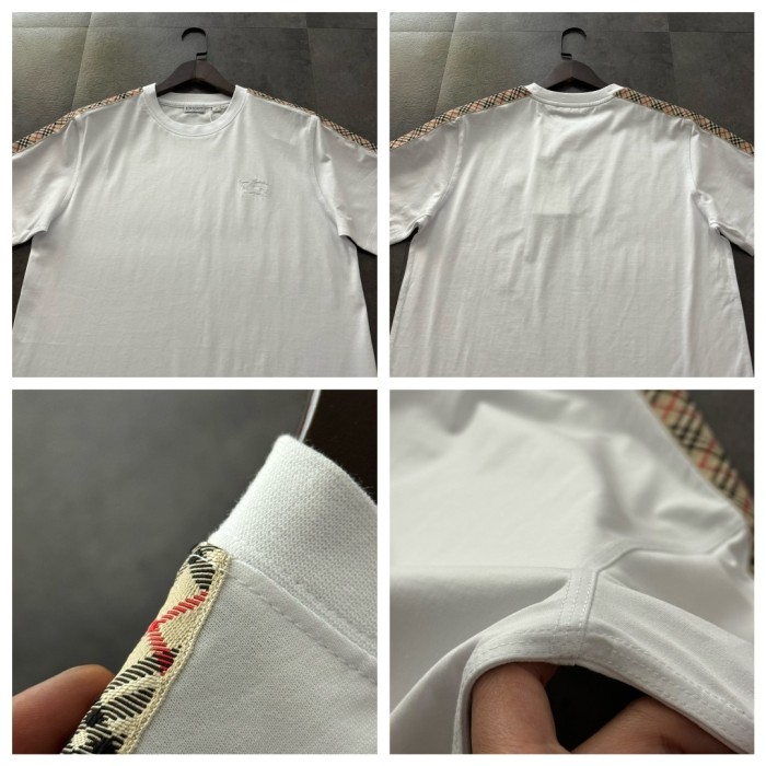 Burberry Check Trim Cotton T-shirt in Chalk