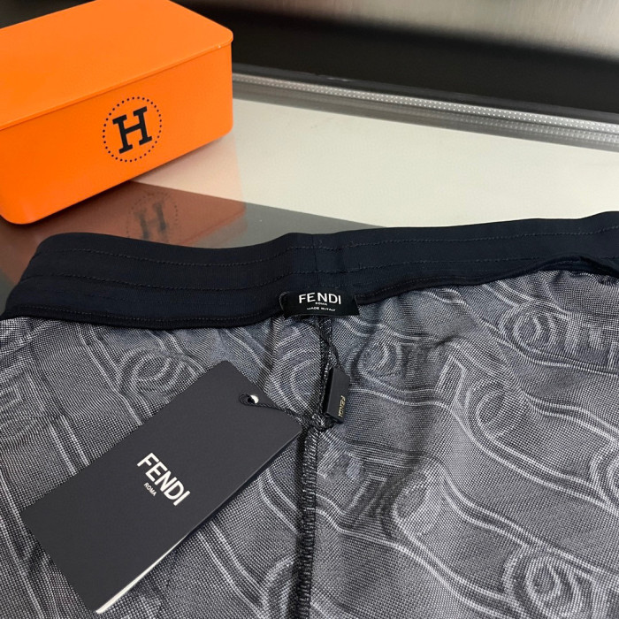 Fendi Full Print F Chain Jacquard Shorts Beach Pants