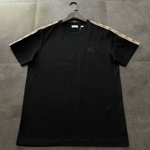 Burberry Check Trim Cotton T-shirt in Chalk