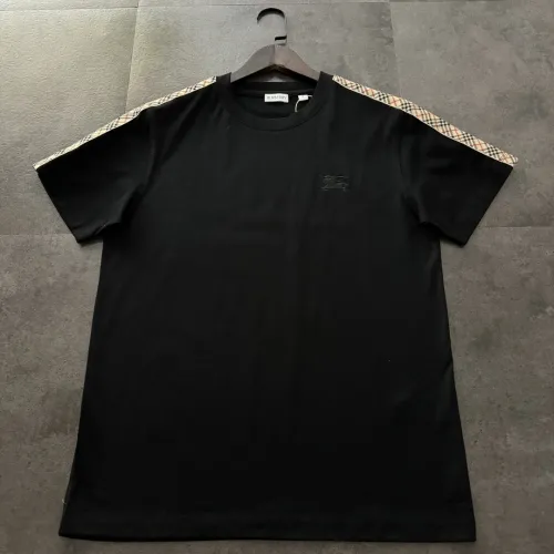 Burberry Check Trim Cotton T-shirt in Chalk