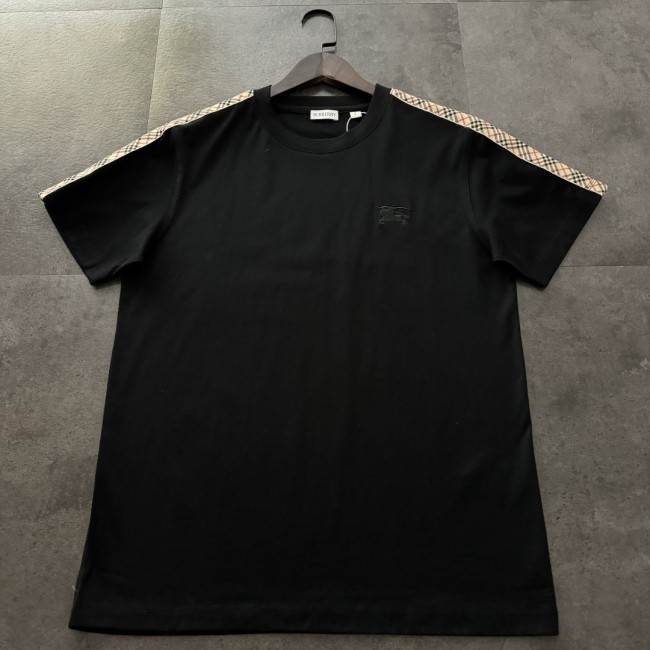 Burberry Check Trim Cotton T-shirt in Chalk
