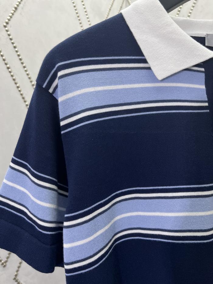 Dior Lily of the Valley Logo Embroidered Knitted POLO Shirt