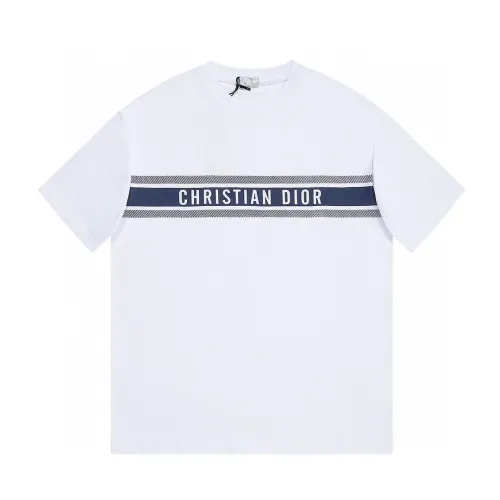 Dior White Logo Patterned Cotton Short Sleeve T-Shirt