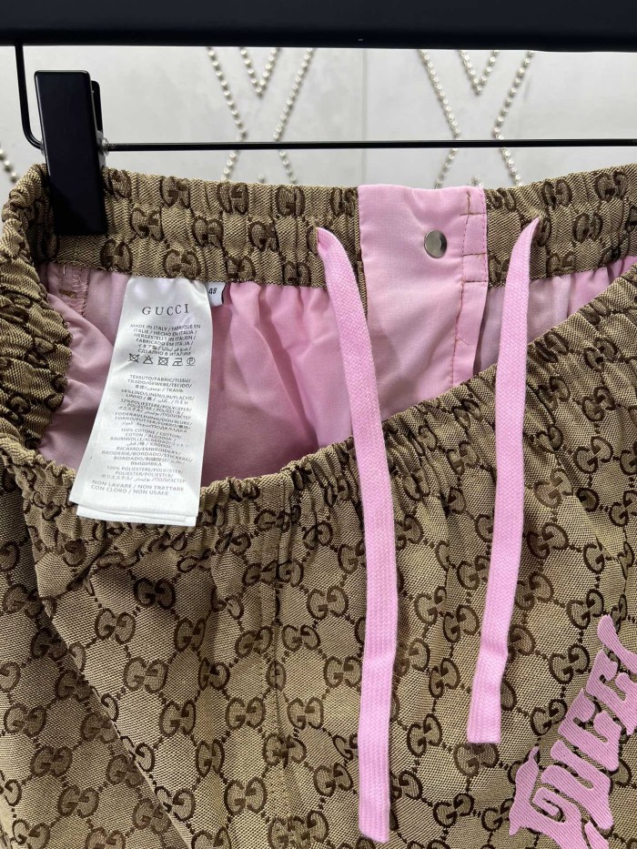 Gucci Embroidered canvas linen blend Shorts