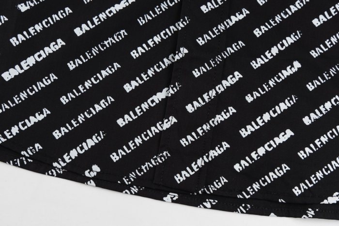 Balenciaga Allover Logo Printed Long-Sleeved Shirt