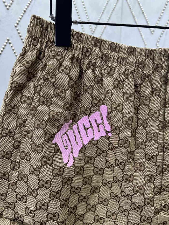 Gucci Embroidered canvas linen blend Shorts