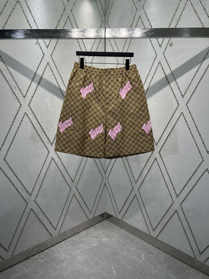 Gucci Embroidered canvas linen blend Shorts