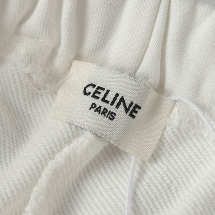 Celine Wide-leg Logo-print Cotton-Jersey Drawstring Shorts