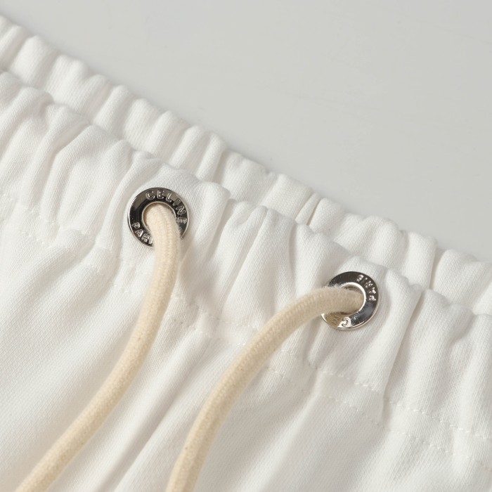 Celine Wide-leg Logo-print Cotton-Jersey Drawstring Shorts
