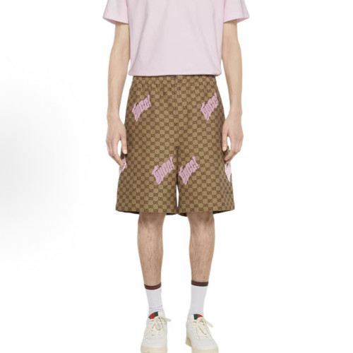Gucci Embroidered canvas linen blend Shorts