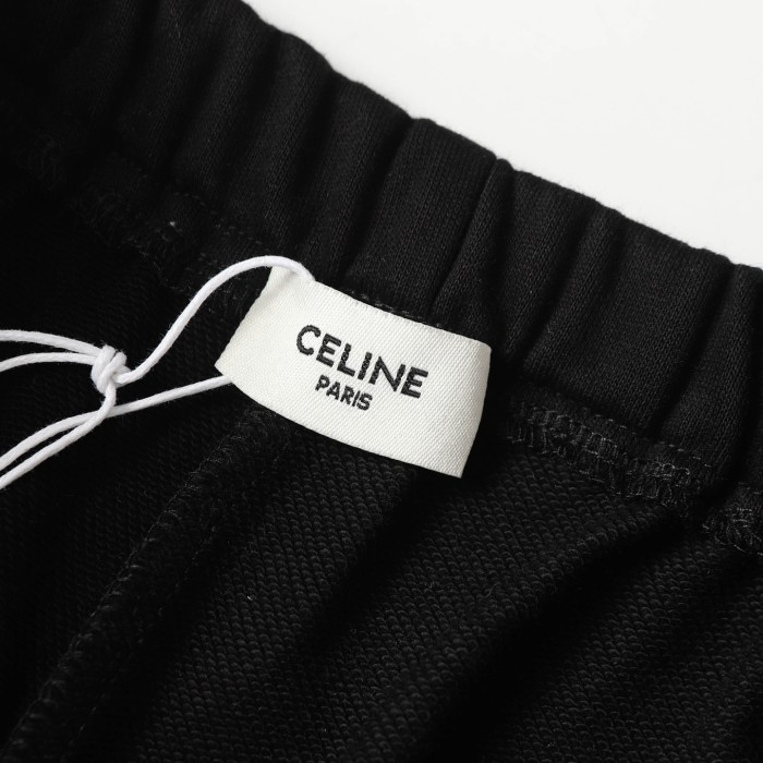 Celine Wide-leg Logo-print Cotton-Jersey Drawstring Shorts