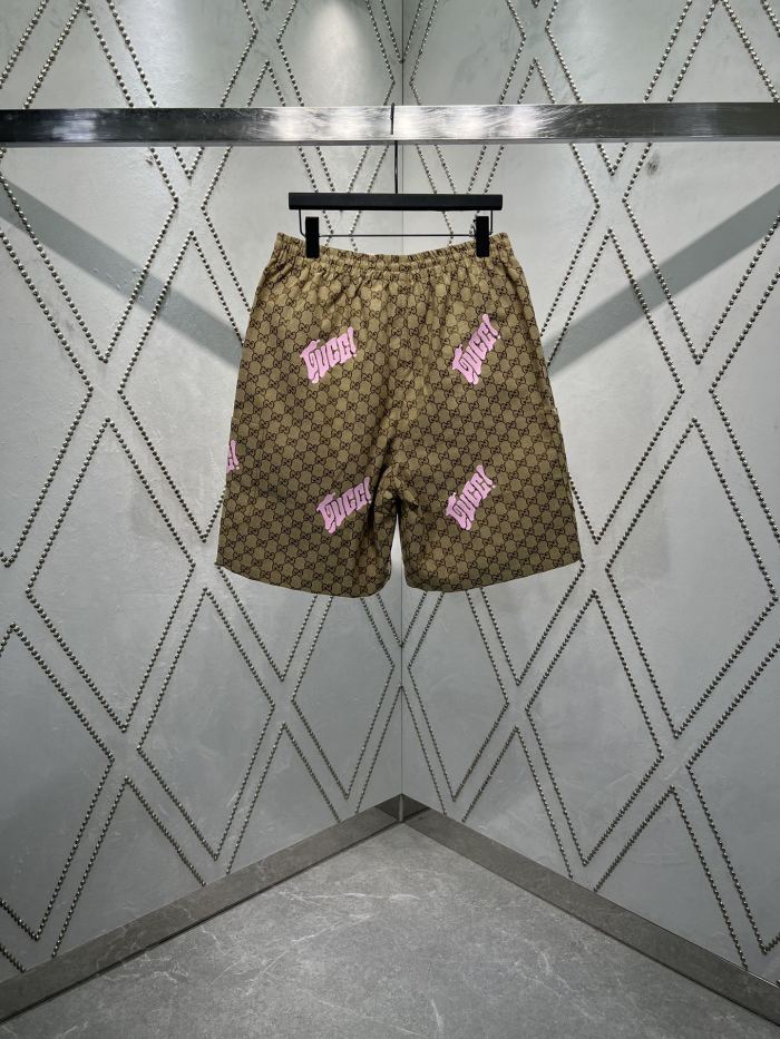 Gucci Embroidered canvas linen blend Shorts
