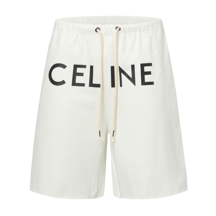 Celine Wide-leg Logo-print Cotton-Jersey Drawstring Shorts