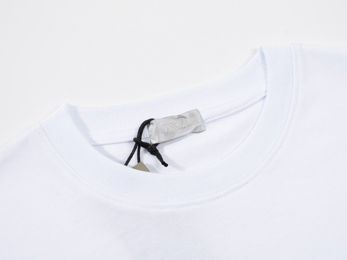 Dior White Logo Patterned Cotton Short Sleeve T-Shirt