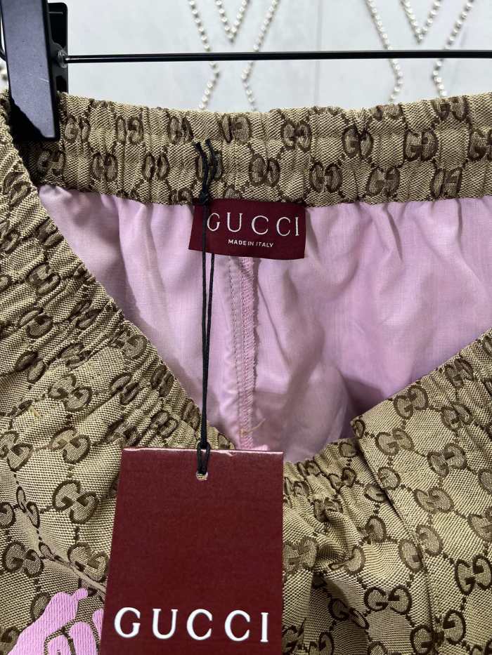 Gucci Embroidered canvas linen blend Shorts