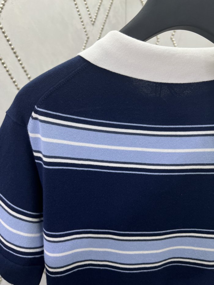 Dior Lily of the Valley Logo Embroidered Knitted POLO Shirt