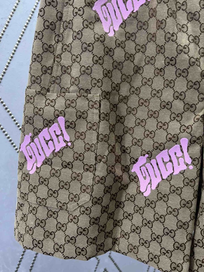 Gucci Embroidered canvas linen blend Shorts