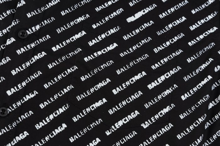 Balenciaga Allover Logo Printed Long-Sleeved Shirt