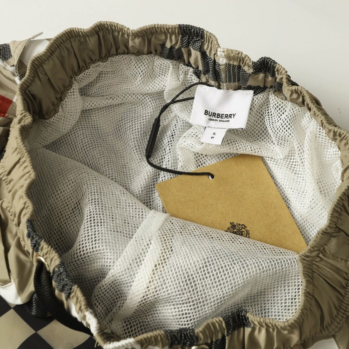 Burberry Martin Pixel Check Swim Shorts in Beige