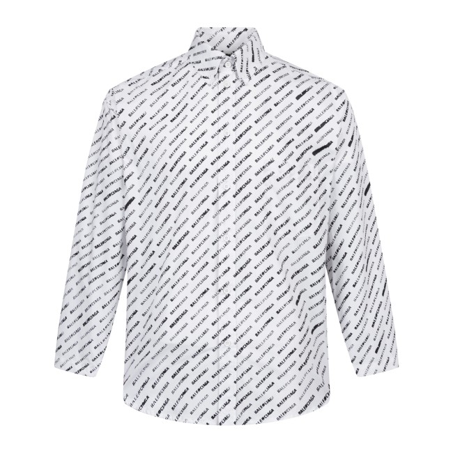 Balenciaga Allover Logo Printed Long-Sleeved Shirt