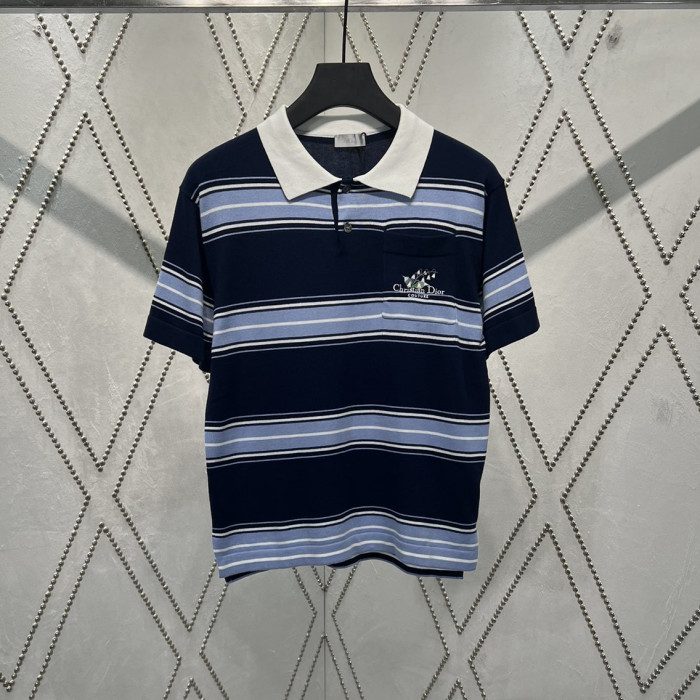 Dior Lily of the Valley Logo Embroidered Knitted POLO Shirt