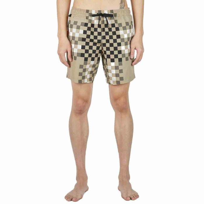 Burberry Martin Pixel Check Swim Shorts in Beige