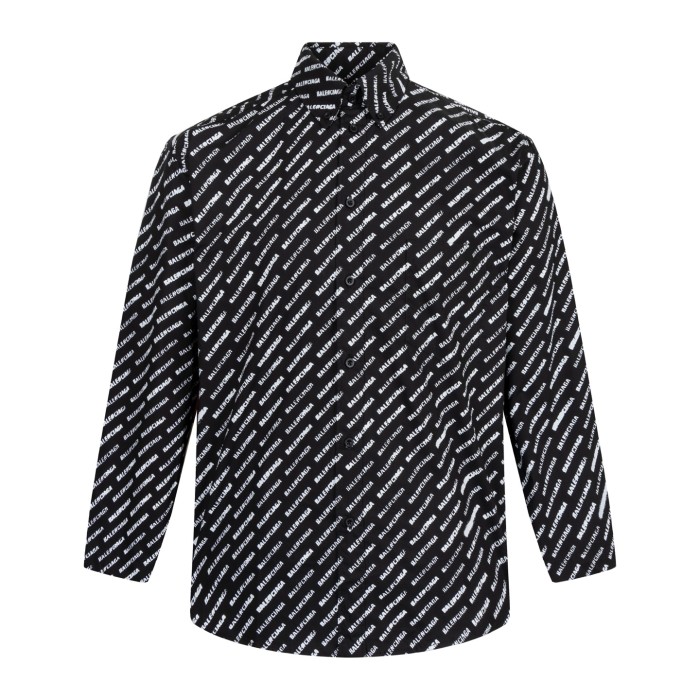 Balenciaga Allover Logo Printed Long-Sleeved Shirt