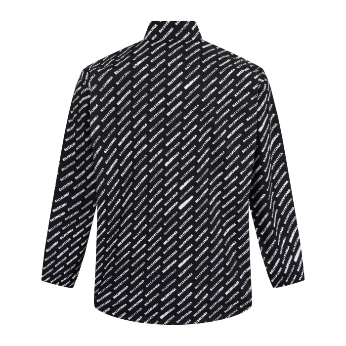 Balenciaga Allover Logo Printed Long-Sleeved Shirt