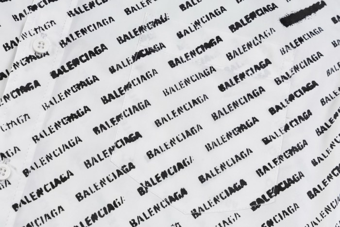 Balenciaga Allover Logo Printed Long-Sleeved Shirt