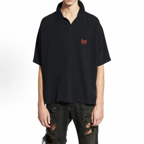 BALENCIAGA MEN'S LAUREL CLASSIC SHORT SLEEVE REGULAR POLO IN FADED BLACK