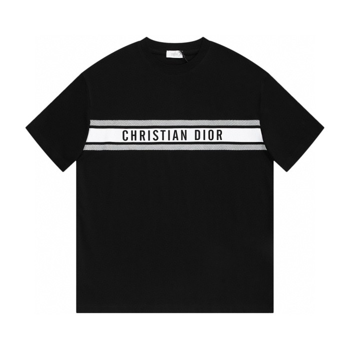 Dior White Logo Patterned Cotton Short Sleeve T-Shirt