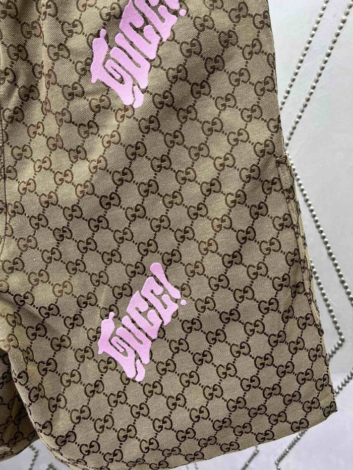 Gucci Embroidered canvas linen blend Shorts