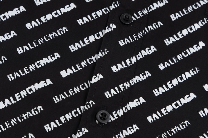 Balenciaga Allover Logo Printed Long-Sleeved Shirt