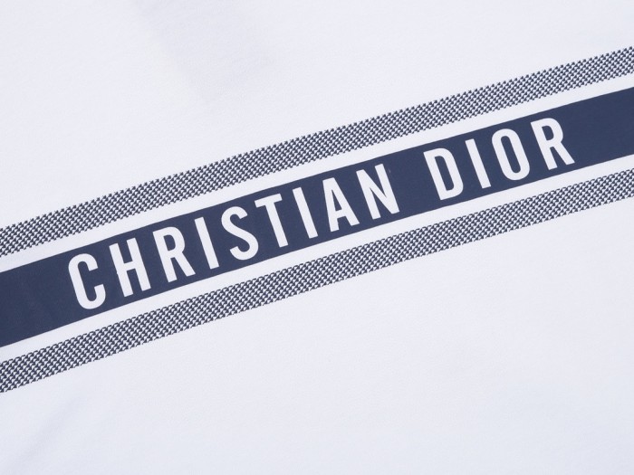 Dior White Logo Patterned Cotton Short Sleeve T-Shirt