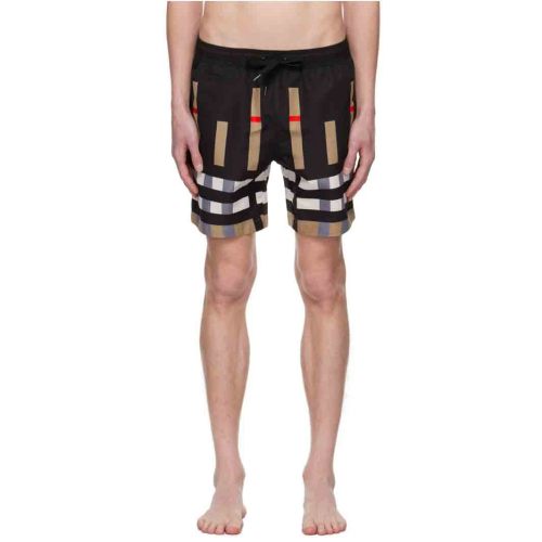 Burberry Black Sliced Check Swim Shorts