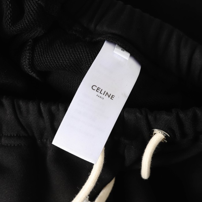 Celine Wide-leg Logo-print Cotton-Jersey Drawstring Shorts