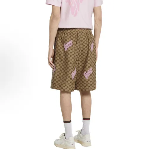 Gucci Embroidered canvas linen blend Shorts