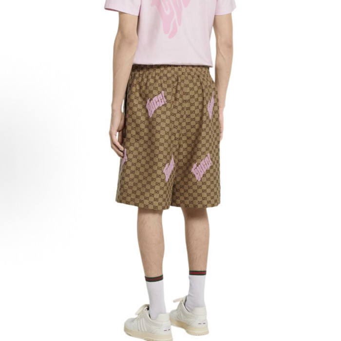 Gucci Embroidered canvas linen blend Shorts