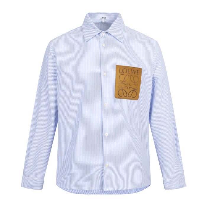 LOEWE - Suede-Trimmed Striped Cotton Shirt