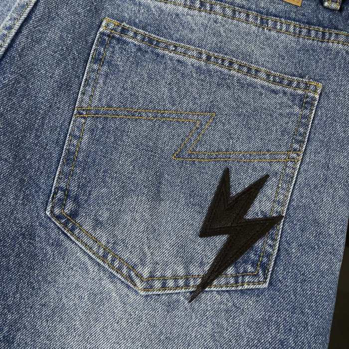 Amex Corporate Leather Patched Denim Jeans for Men