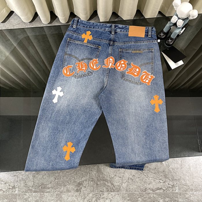Chrome Hearts Blue Cross Patch Jeans
