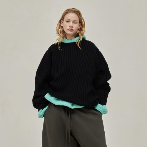 Fear of God ESSENTIALS Black Raw Neck Sweater