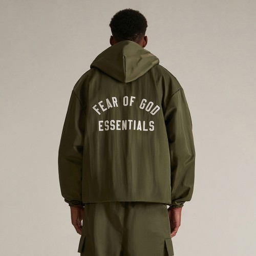 Fear of god Essentials Textured Nylon Hooded Coaches Jacket