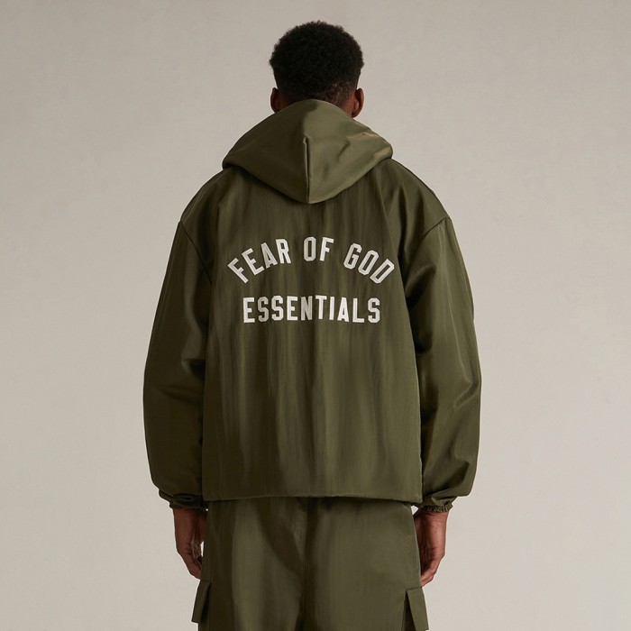 Fear of god Essentials Textured Nylon Hooded Coaches Jacket