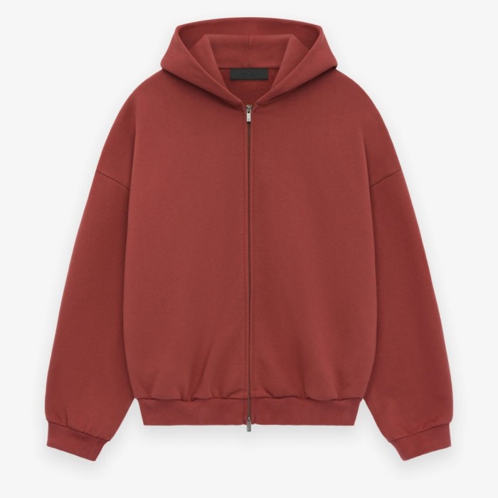 Fear of God ESSENTIALS Burgundy Full-Zip Hoodie