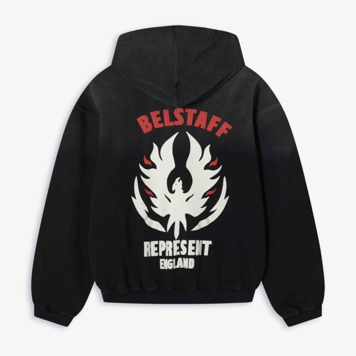 REPRESENT X BELSTAFF FLAME PHOENIX VINTAGE HOODIE