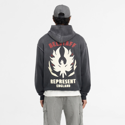 REPRESENT X BELSTAFF FLAME PHOENIX VINTAGE HOODIE