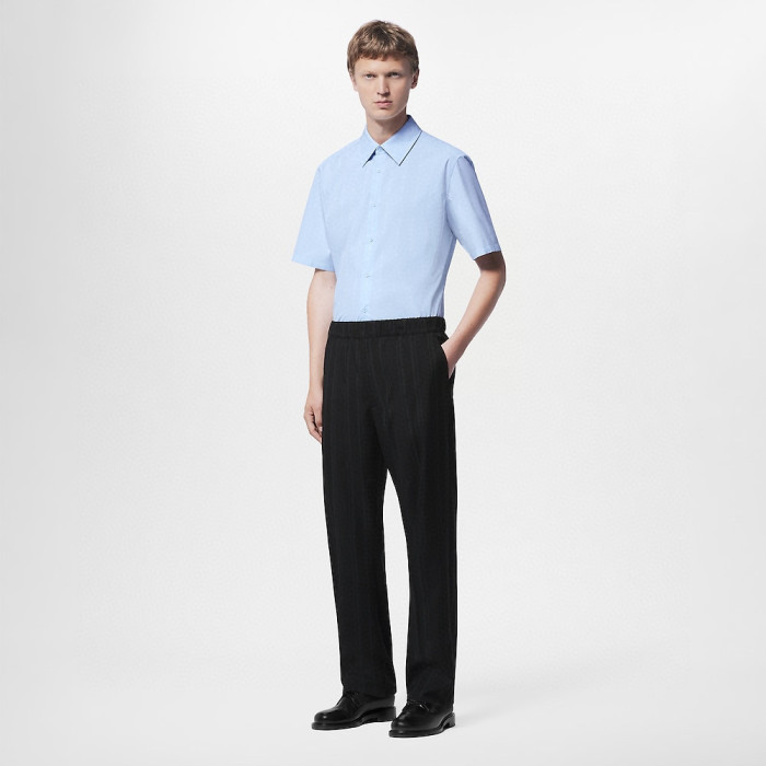 Louis Vuitton Pinstripe Jacquard POLO Short Sleeve Shirt