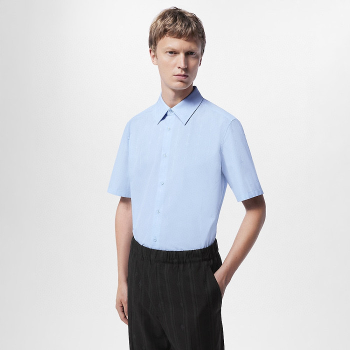Louis Vuitton Pinstripe Jacquard POLO Short Sleeve Shirt