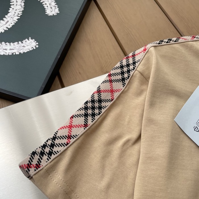 Burberry Check Shoulder-Stripe EKD Short-Sleeve T-Shirt